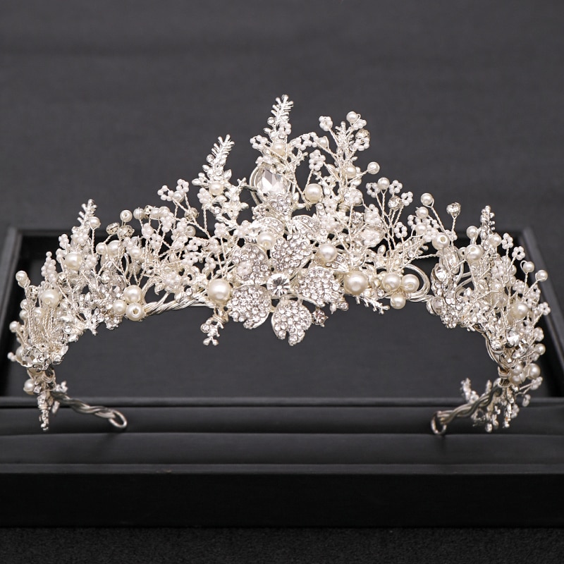 Couronne de mariage à la main à la Baroque strass perle cristal bandeau accessoires de cheveux de mariage couronne de mariée accessoires de cheveux