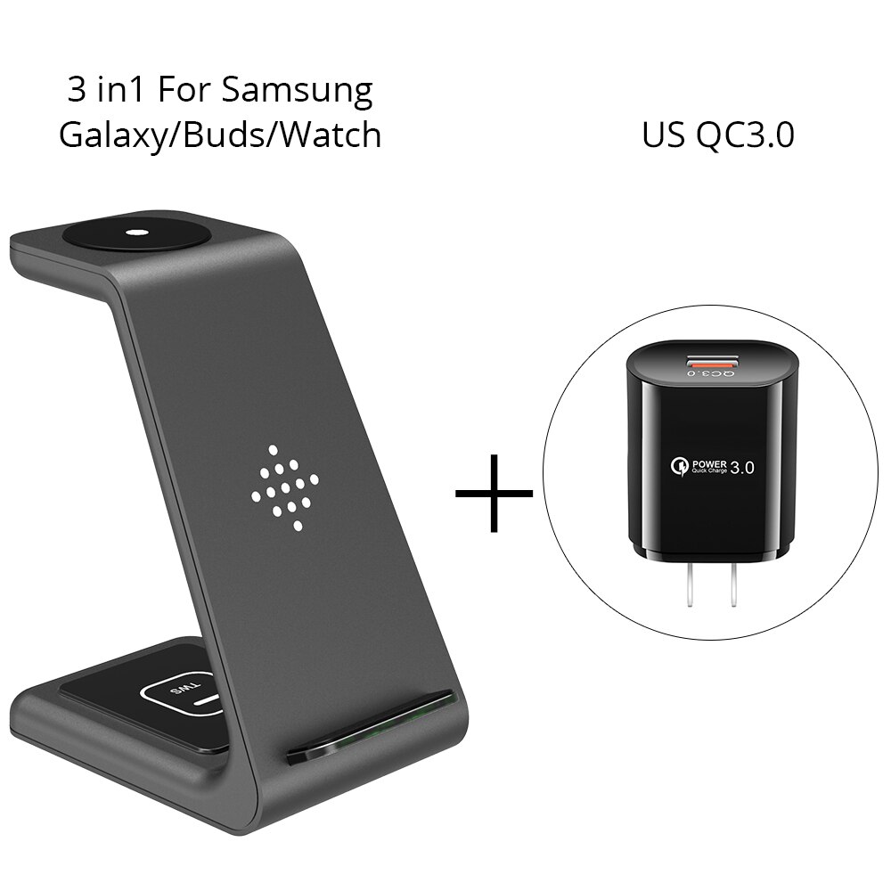 Stazione di ricarica Wireless Betty Qi 3 in 1 per supporto telefono Apple Samsung Watch Airpods Pro caricabatterie Wireless a induzione iWatch: For Samsung ES Black