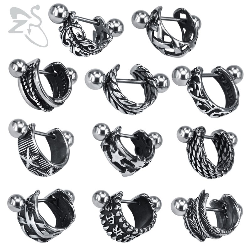 Zs Mannen Hip Hop Hoop Oorbellen Punk Stijl 316L Rvs Sieraden 1 Paar Kleine Ronde Biker Earring Rock roll Accessoires