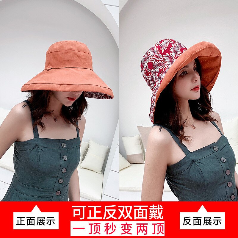 neue Fischer Kappe Weiblichen Sommer Ich bin Freien Sonnenschutz Sonnenschirm Kappe Koreanische Freizeit doppelseitige Topf Kappe Baumwolle Kappe