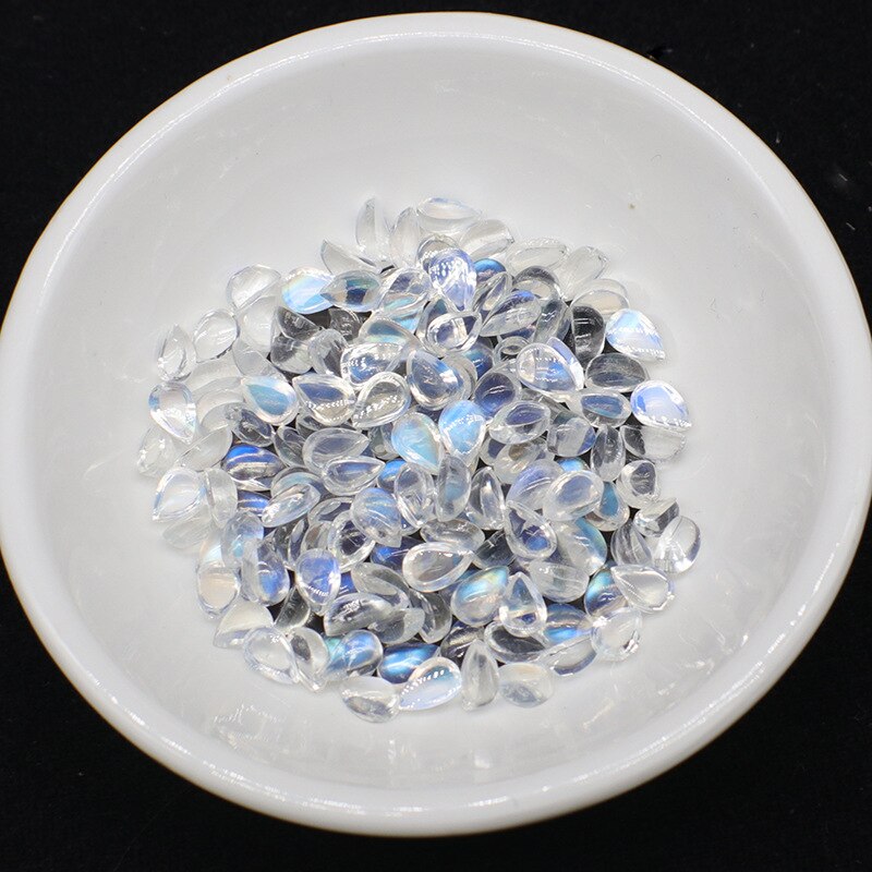 OneRain 1 PCS AAAAA Loose Gemstones White Blue Rainbow 5 * 7 MM Pear Water Natural Moonstone DIY Jewelry Making Whoesale