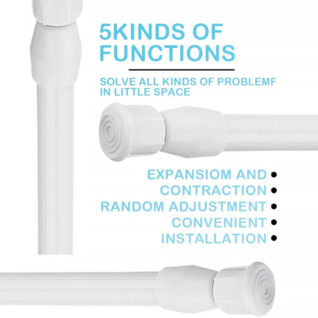 Curtain Rod Shower Telescopic Pole Cabinet Door Storage Closet Hanger Adjustable Window Curtain Bar, 40-120cm