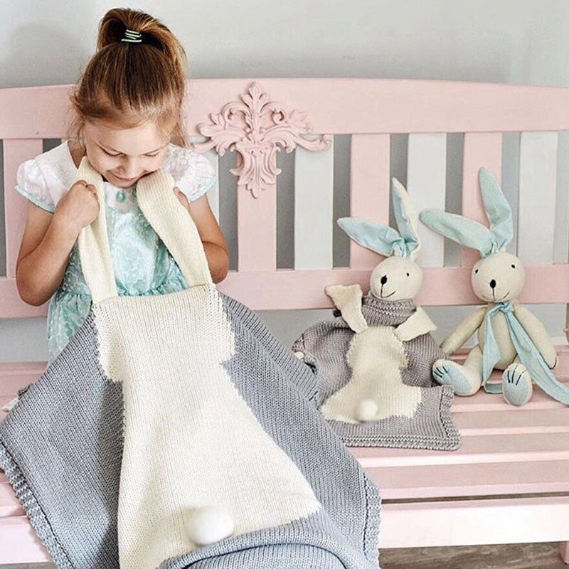 Cobertor com orelhas de coelho roupas com três tamanhos de coelho roupas infantis de malha infantil primavera inverno cobertor de dormir