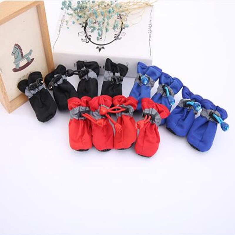 4 pièces imperméable chien chaussures anti-dérapant pluie neige botte épais pour petits chats chiens chiot chien chaussettes chaussons