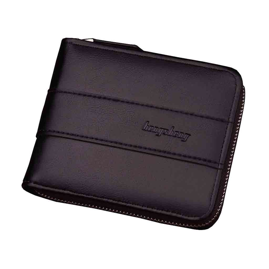 Bolsa da Carteira dos homens Curto Carteira Zíper Retro Multifunções Grande Capacidade Coin Purse cartão carteira кошелек женский кожа #20: Coffee 