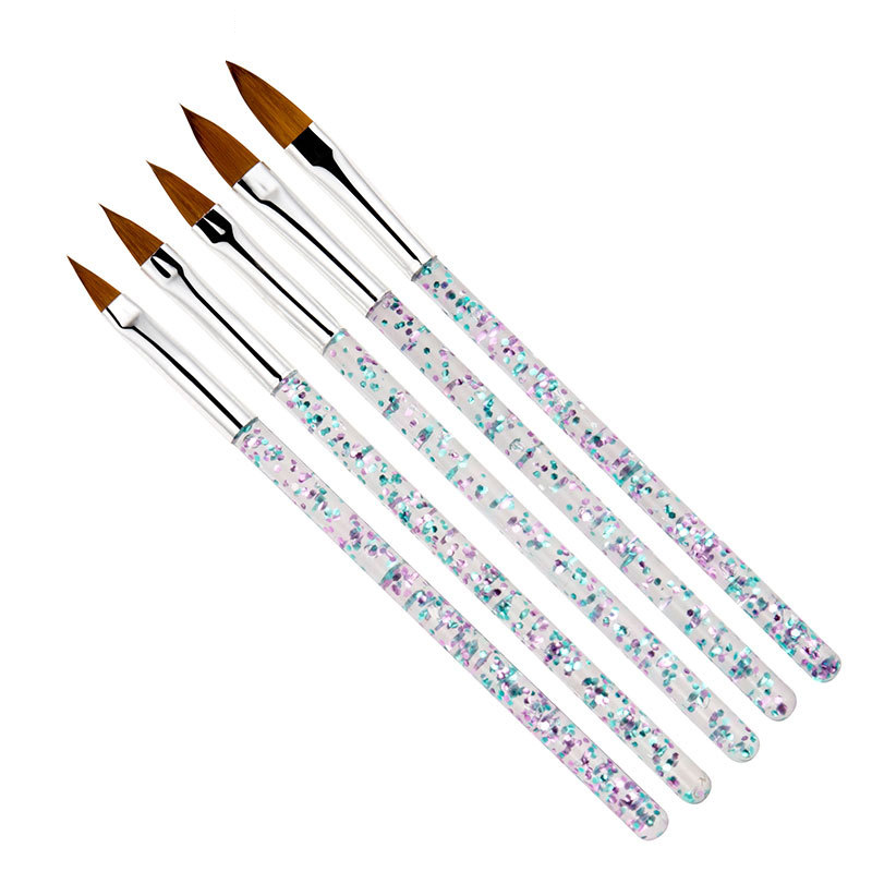 5 Stks/set Verschillende Grootte Penselen Sequin Handvat Borstel Kunstenaar Aquarel Gouache Tekening Nail Brush Pen Set Voor Kunst Levert