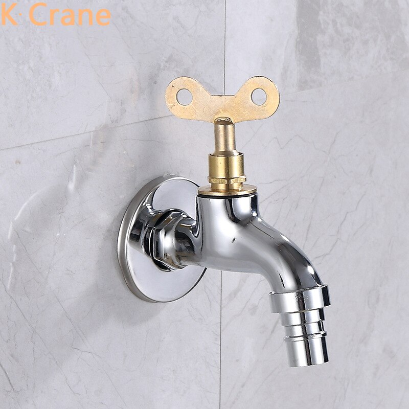 Chrome Bibcock Bathroom Wall Mounted Faucet Zinc Alloy Locked Tap WC Mop Sink Grifo Outdoor Garden Kraan Washing Machine Faucets