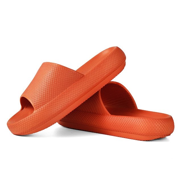 Thick Sole Home Women Slippers 4.5cm Heel Ladies Platform Flat Shoes Non-slip Living Room Indoor Slides Women Slippers: Orange / 44 (45)