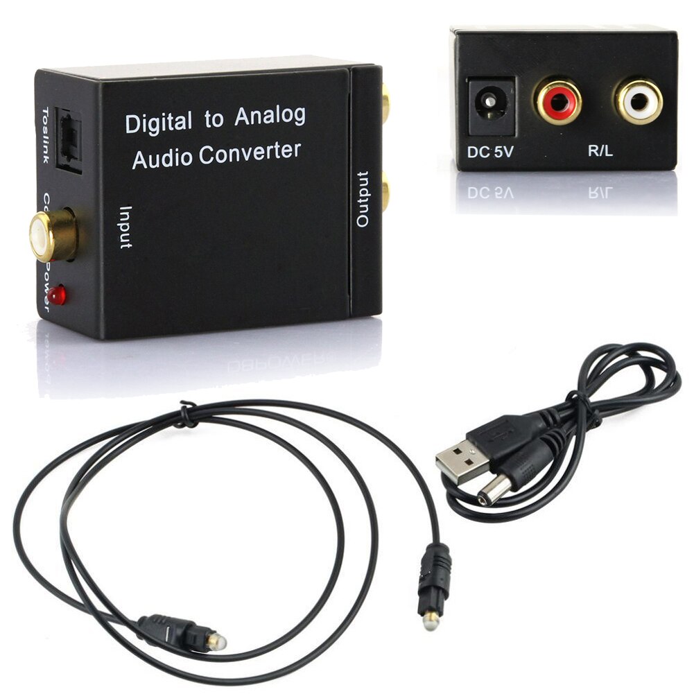 Vanpower 3.5Mm Jack Digitale Audio Converter Coax/Toslink Digitaal Naar Analoog Rca L/R Audio Converter Adapter optische Versterker