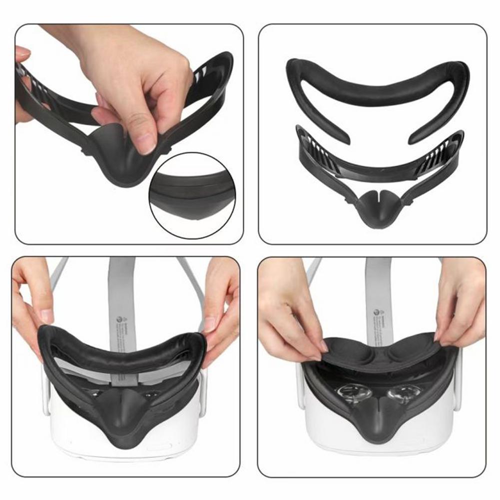 Oculus Quest 2-Protector de piel sintética para ojos, gafas VR con bloqueo de luz, almohadilla protectora para ojos y cara, accesorios para VR