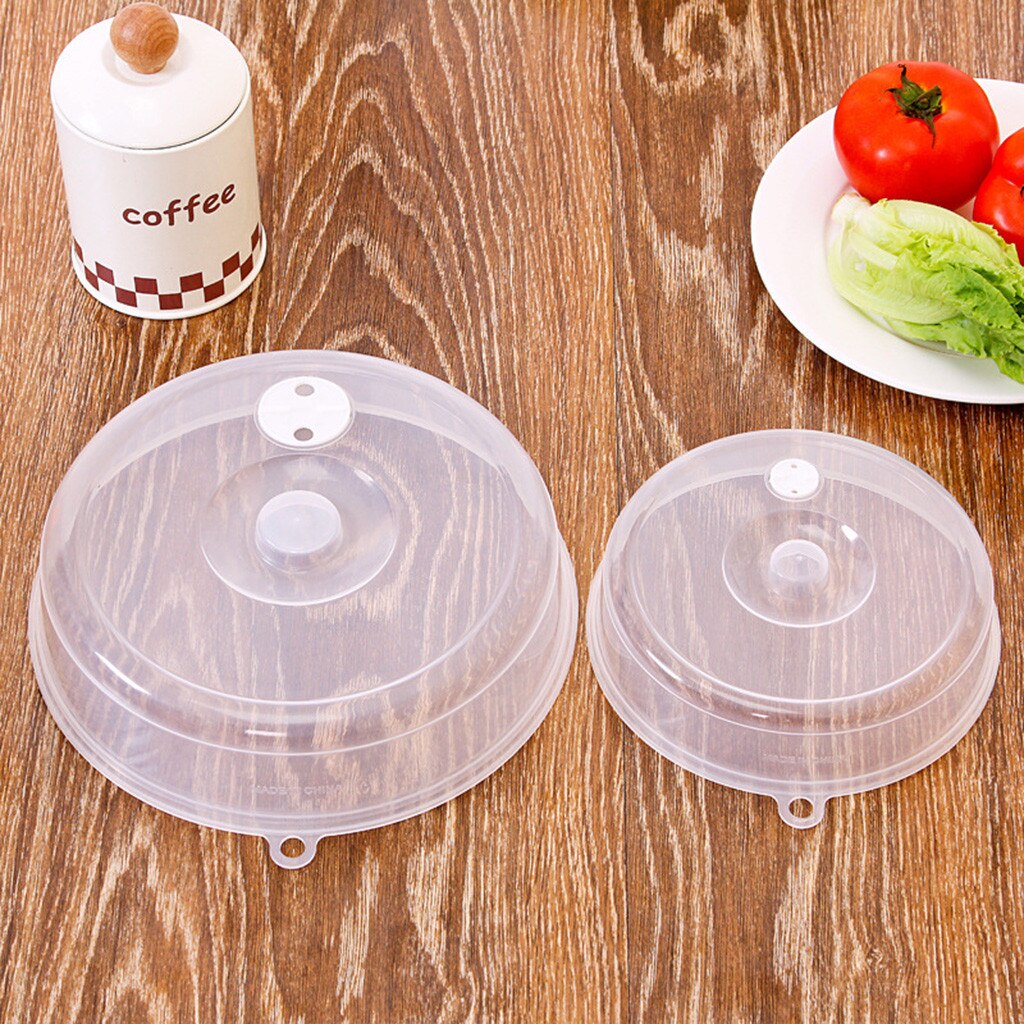 2PCS Plastic Microwave Plate Cover Steam Vent Splatter Lid Dustproof Anti-fly Round Food Preservation Cover Kitchen Supplies