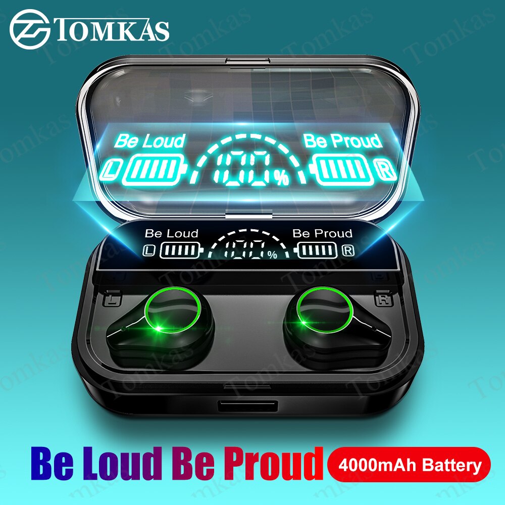 TWS Wireless Bluetooth Earphone Fingerprint Touch Stereo Headsets Sport Bluetooth Headphones With 4000mAh Waterproof Earphones