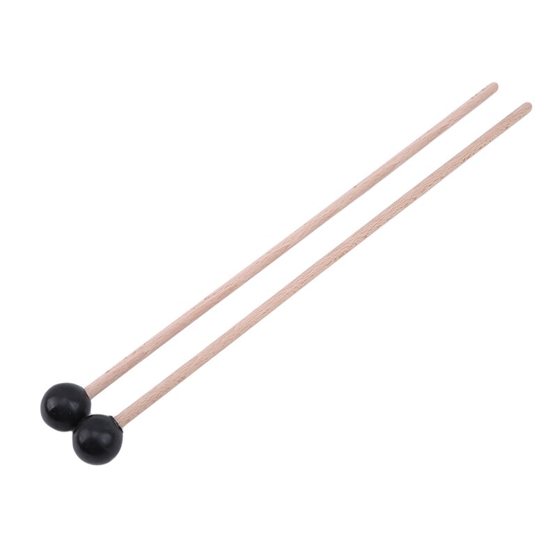 1 Pair Wooden Percussion Sticks Percussion Instruments Xylophone Marimba Mallets Maple Wooden Handle Rubber Mallets