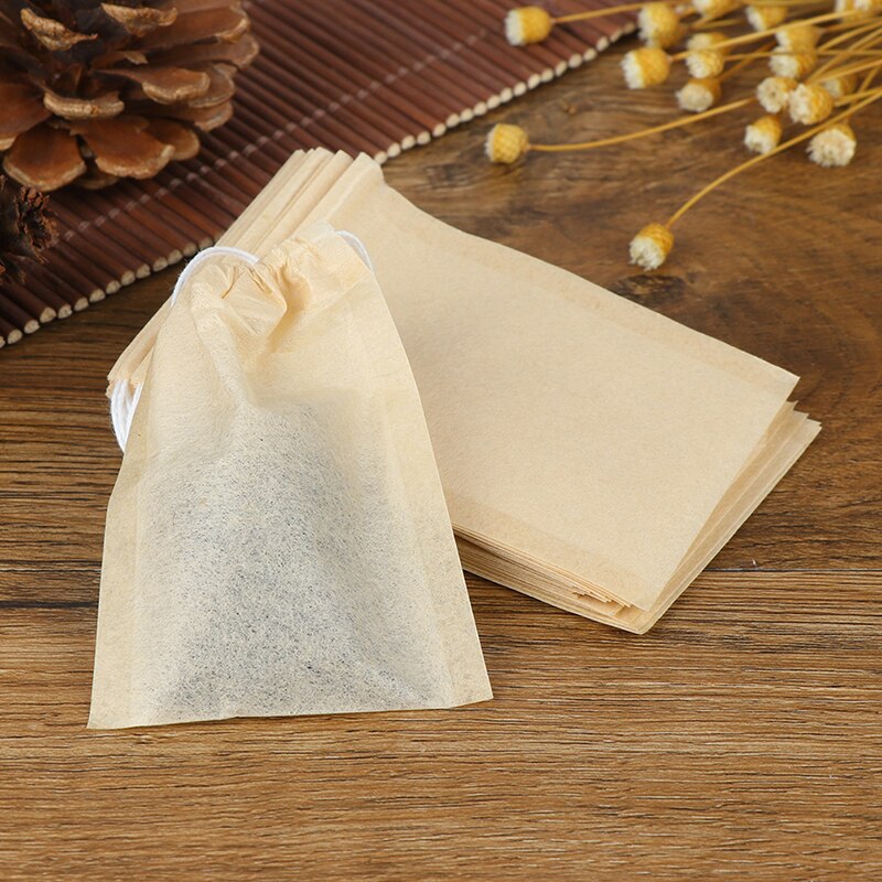 100 stk / parti papir teposer filtrerer tomme løbebånd teposer til urt løs te