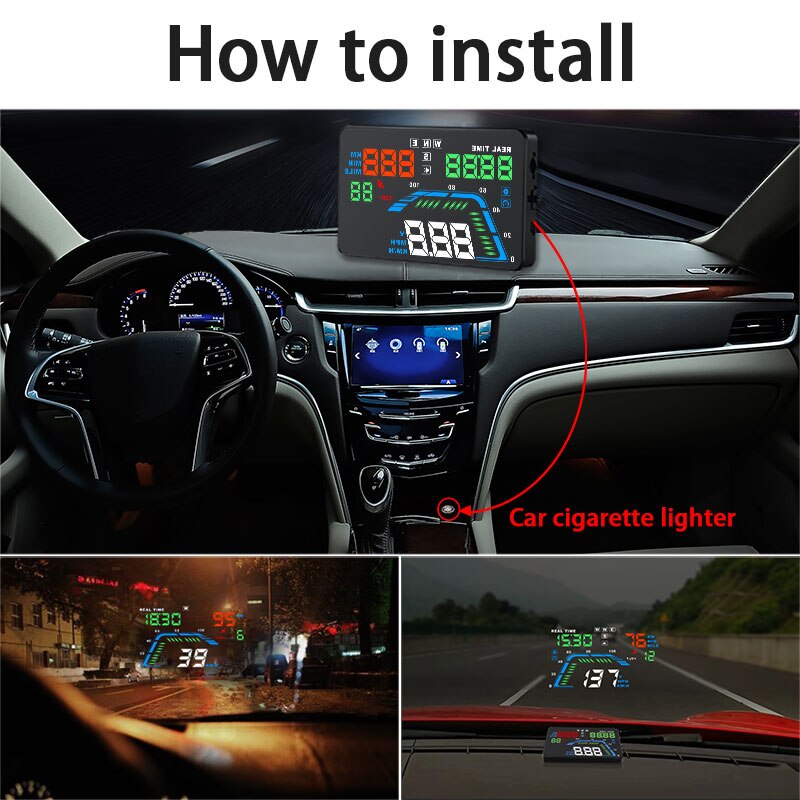 Bil elektronisk hud head up display universal obd 2 gps speed projector display drivstofforbruk temperatur diagnostisk verktøy