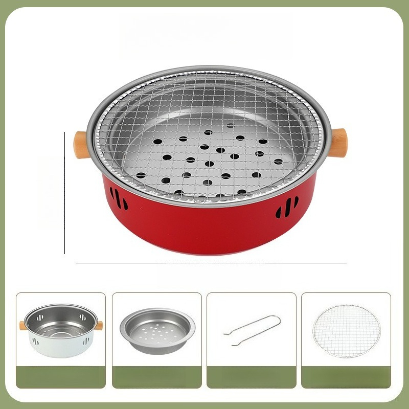 Portable Outdoor Barbecue Grill for A Picnic Barbecue and Barbecuing Barbecue Stove Set of Utensils Basin Tea Stove: Blue