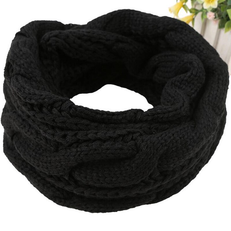 Knitted Snood Scarf Warm Winter Women Scarf Cashmere Snud For Women Scarf Infinity Scarves Neck Circle Ring Scarf: black