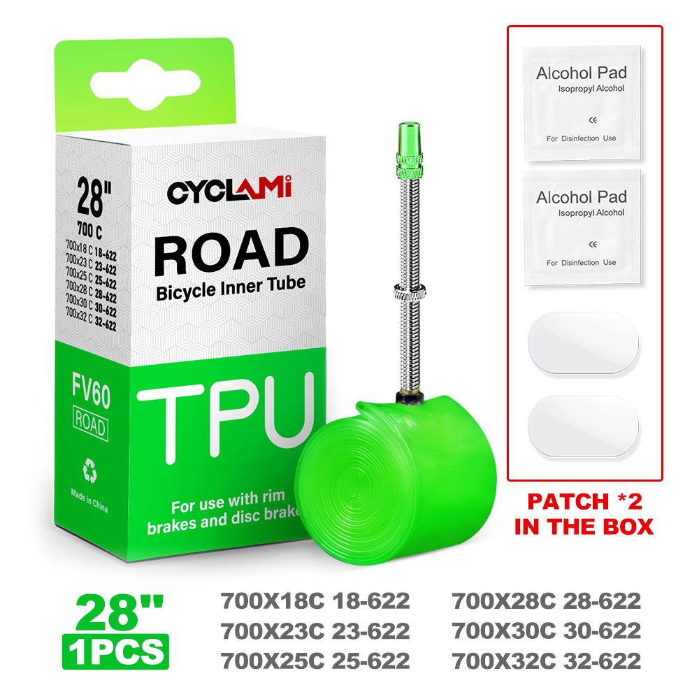 Fiets Binnenband UltraLight Road MTB Fiets TPU Band 60mm 700C 18 23 25 28 32C Lengte Franse Ventiel Super Lichte Liner Cyclus: green / 40Mm