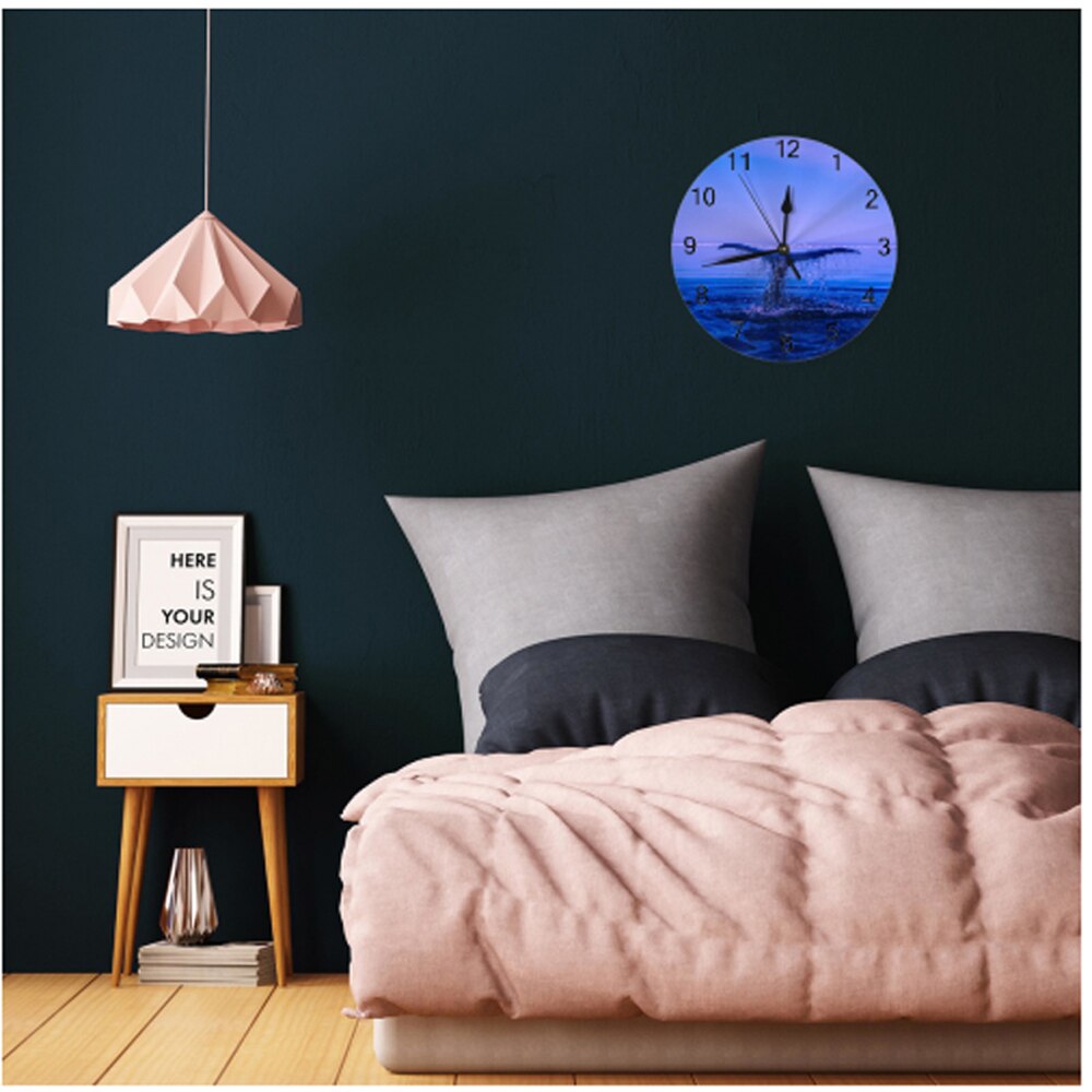 25CM Round Wall Clock Numeral Digital Dial Mute Silent Non-Ticking Marine life Battery Operated Clocks for Home Study Room