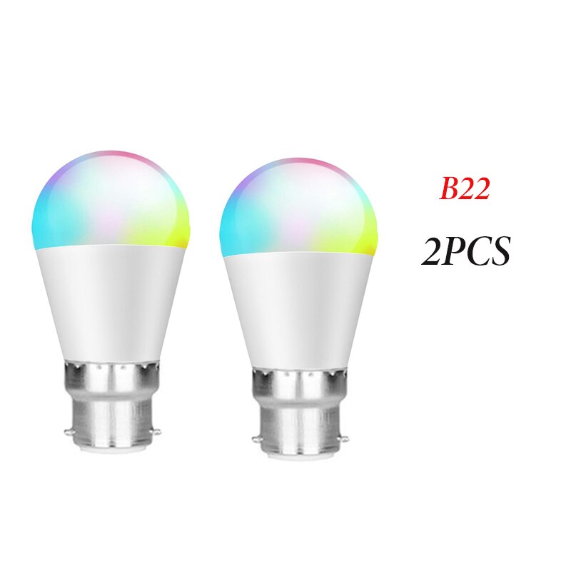 Smart Led Lamp 6W Wifi Rgb Kleur Veranderende Licht Toepassing Controle Alexa/Google Smart Home Verstelbare Lamp: B22 2pcs