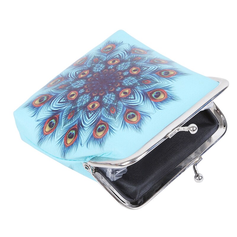 Retro Feather Printed Coin Purses Holders Hasp Clasp Purse Card Bag Women Faux Leather Card Holder Key Bags