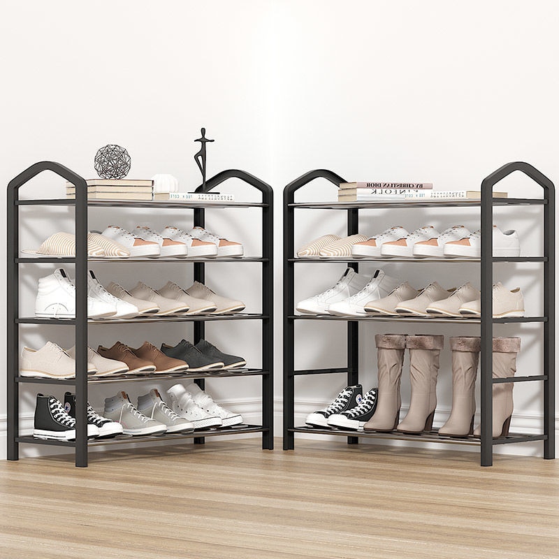 3 etagers moderne skohylde skobøjler solid room organizer sko hylde multifunktionel soveværelse opbevaring husstand sort