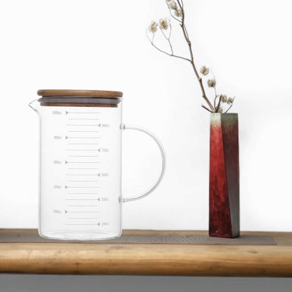 High Borosilicate Heat Resistant Glass Measuring Cup Freezer Safe Handgrip Measure Teapot Beaker Microwave Oven Kitchen Milk: 1000ml