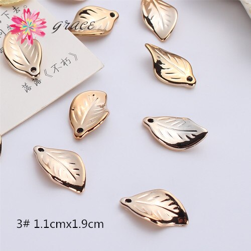 20pc/lot Metal Alloy Copper Flowers Leaves Butterfly Leaf Beads Caps Gold Plated For Jewelry Crafts Making Materials Accessories: No 3 plastic leaf