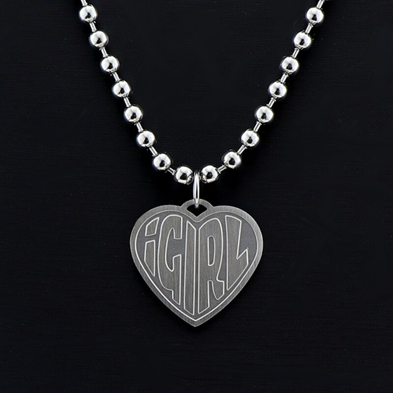 IGIRL Jewelry Igirl Letter Heart Necklaces Stainless Steel Strand Chain Necklace Cool Girls Punk Hip Hop Necklace