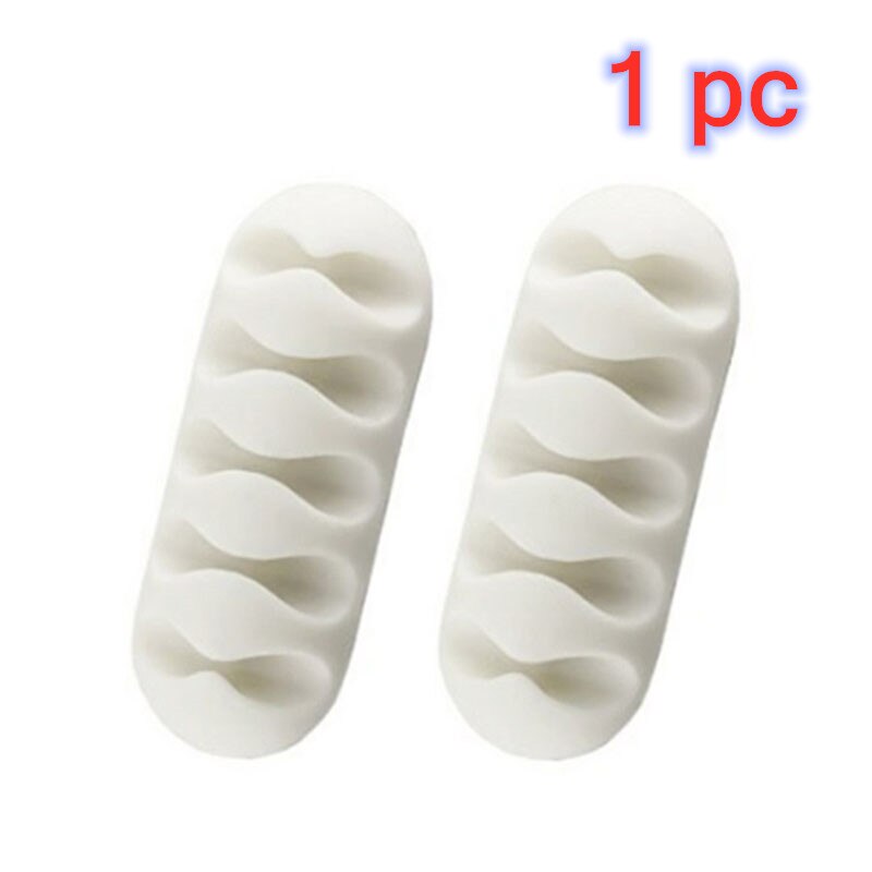 Cable Holder Protector Organizer Desktop Management Finishing Desktop Plug 5 Holes Strip Silicone Wire Retention Clips For Home: 1pcs white