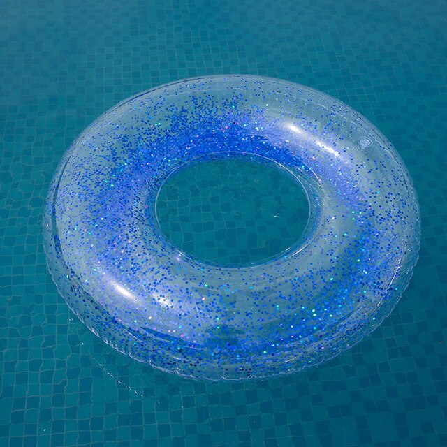 Flotador gigante para niños y adultos, anillo de natación de 60/70/80/90cm/120cm con purpurina colorida, tubo de piscina inflable, juguetes de diversión con agua: 120cm blue