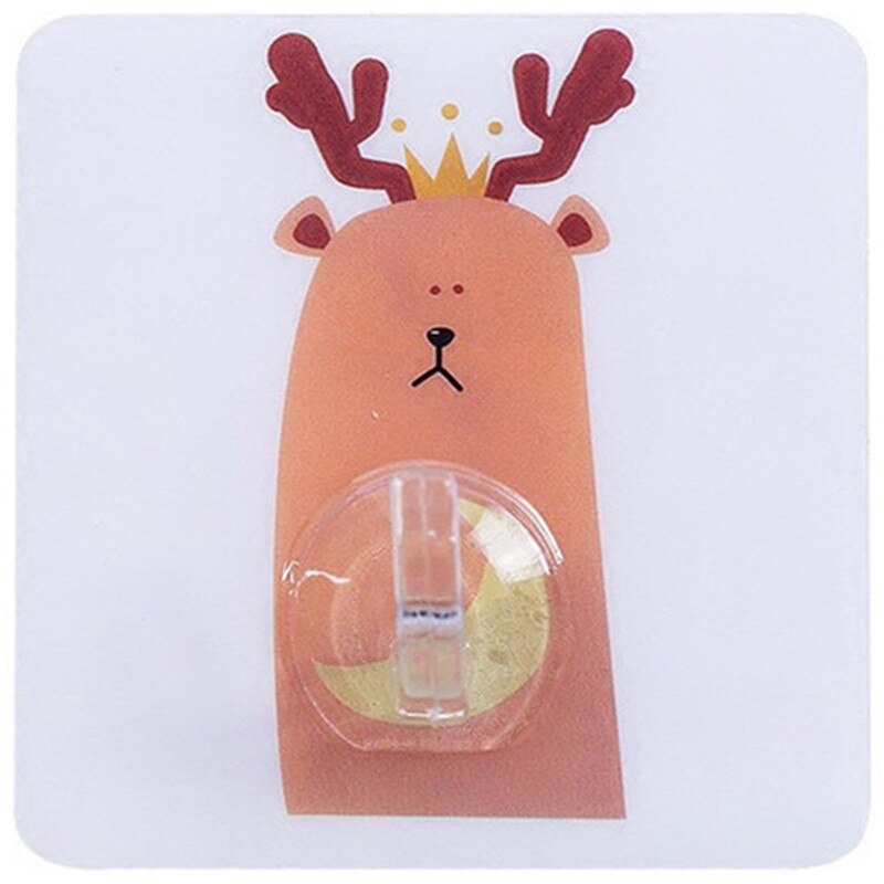 Mooie Dieren Cartoon Patroon zelfklevende Houders Rack Badkamer Muur Traceless Zuig Haken Thuis multi-use Handdoek Hangers: 1