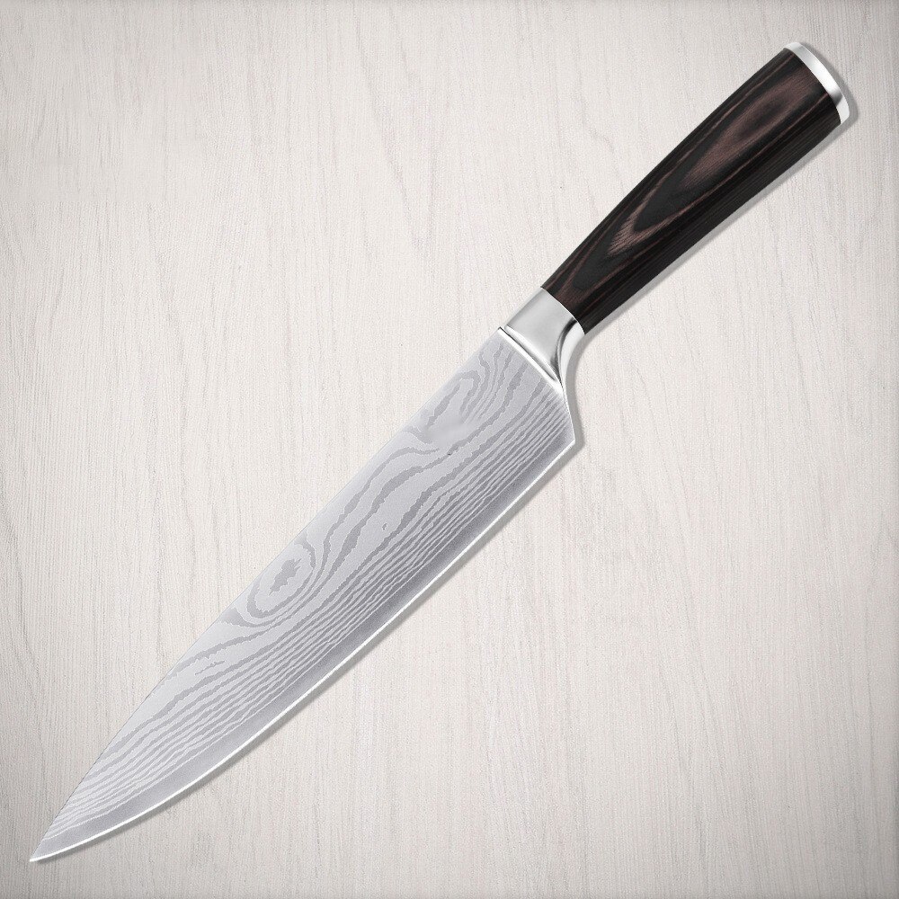 Cuchillo de cocina para Chef de acero damasco de 8 pulgadas, cuchillo de cocina con hoja afilada de acero inoxidable, cuchillos profesionales japoneses para rebanar Chef