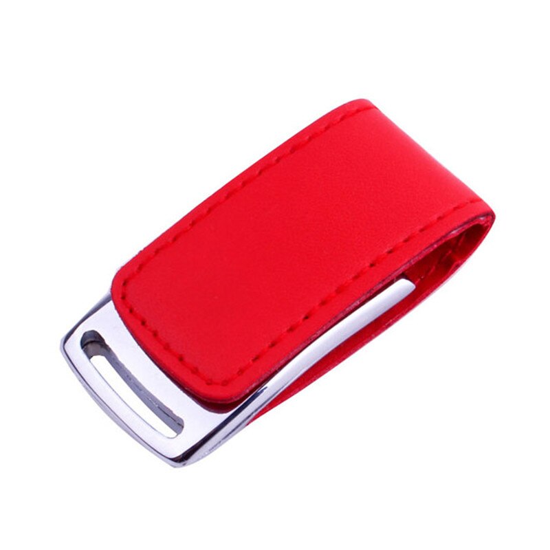 JASTER-pen drive de cuero y metal, 4GB, 8GB, 16GB, 32GB, 64GB, Udisk, USB 2,0, unidad flash,: 16 GB / Red