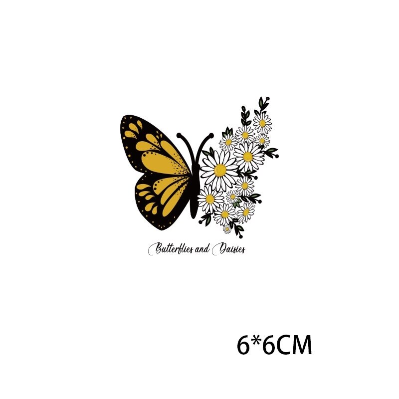 1 st prästkragar fjärilsplåster för kläder stryk på blomma klistermärken självhäftande plåster för barn värmeöverföring påse kläder applikation: Th0353