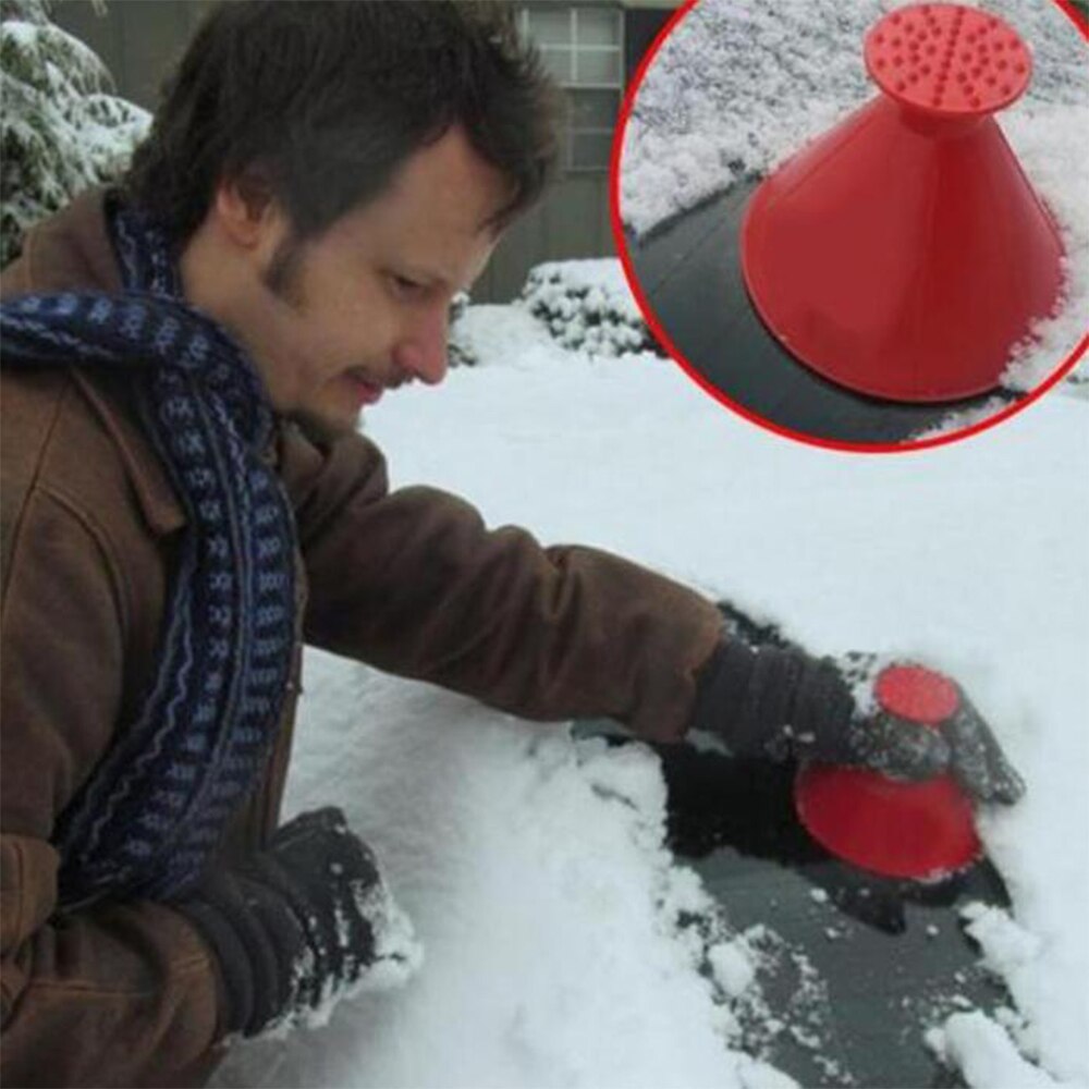Car Windshield Snow Remover Auto Magic Window Glass Ice Scraper Shaped Funnel Cone Deicing Tool One Round Universal
