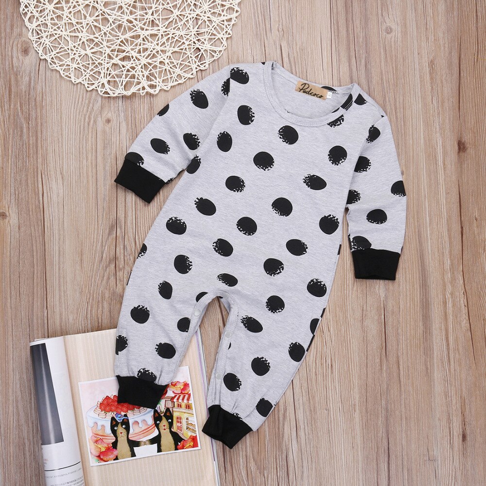 0 24 måneder nyfødt babytøj toddler børn drenge piger langærmet romper afslappet polka dot playsuit baby romper jumpsuit