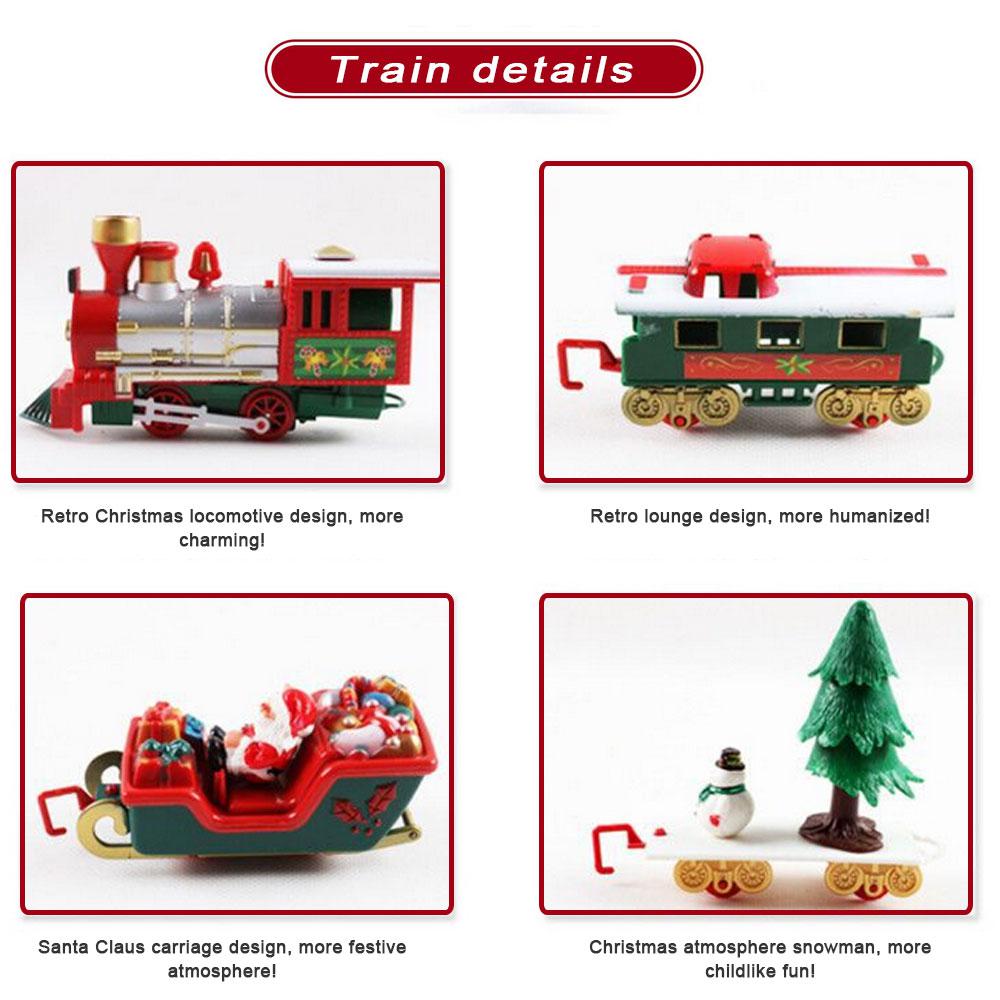 Tren de Navidad eléctrico conjunto con luces y sonidos vías de ferrocarril juego de reproducción bajo el árbol juguetes electrónicos para niños