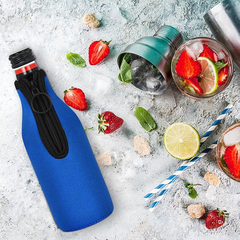 Beer Bottle Cooler Sleeves With Zipper For Party,Beer Holder Collapsible Insulated Bottle Cover For 330Ml Bottles