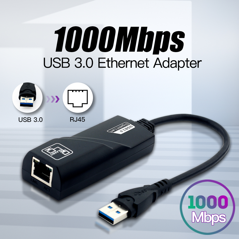 Adattatore Ethernet Lan da USB 3.0 a Rj45 da 1000 Mbps RTL8153 Scheda di rete 10/100/1000 Mbps per laptop MacBook Win10/11: Default Title