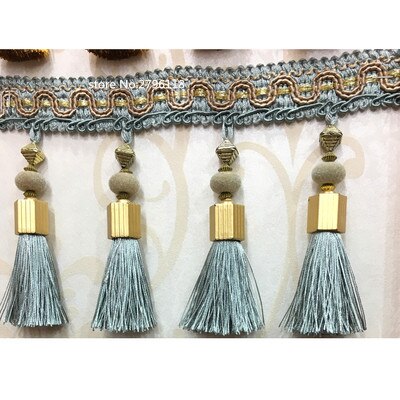 ! 5 Meter/12 Cm Lange Tassel Fringe Voor Gordijnen Lint Kant Accessoire Naaien Latin Jurk Kledingstuk Gordijn Accessoires: Light blue