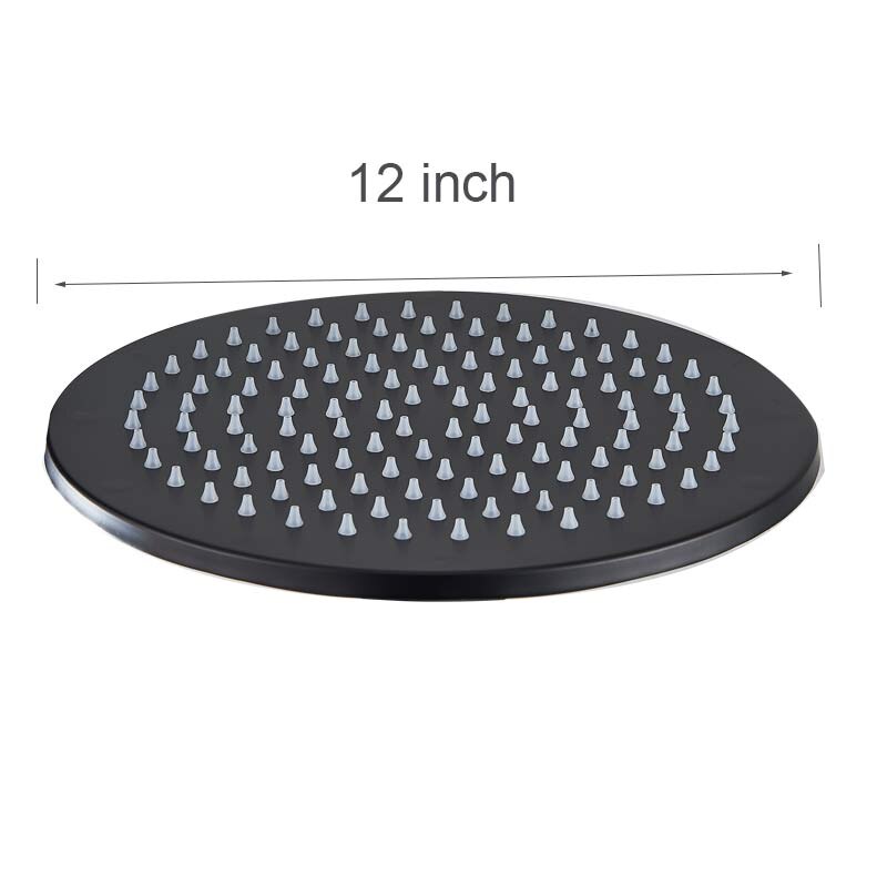 Senlesen-Cabezal de ducha de latón montado en la pared, brazo de ducha de lluvia de agua y fría, color negro, 12 pulgadas, 37 cm