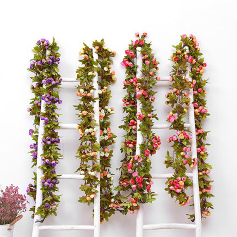 220cm silk rose wedding decoration ivy vine artificial flower arch decoration with green leaf wall garland