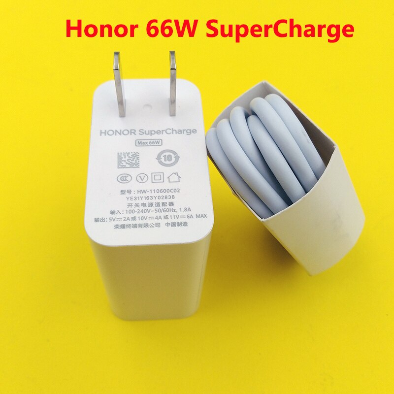 Originele 66W Super Fast Charger Supercharge Power Adapter 6A Usb Type-C Kabel Voor Honor 50 60 Pro magic3 V40 Huawei P50 Mate 40