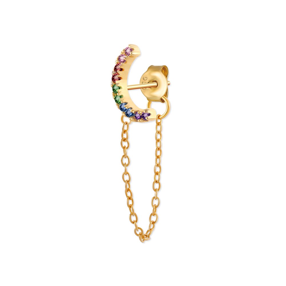 Funken Regenbogen Zirkon Gold Kette Ohrring Hypoallergen Zierlichen Stern Mond Blume Machen Einen Eindruck Ohrringe Für Frauen Schmuck: 2