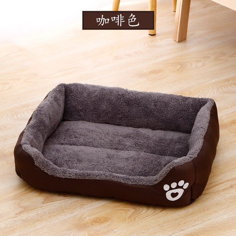 Huisdier Grote Hond Bed Warm Huis candy-kleurige Vierkante Nest Huisdier Kennel Voor Kleine Medium Grote Honden Kat Puppy plus Size Hond Manden: coffee / 55x40 cm