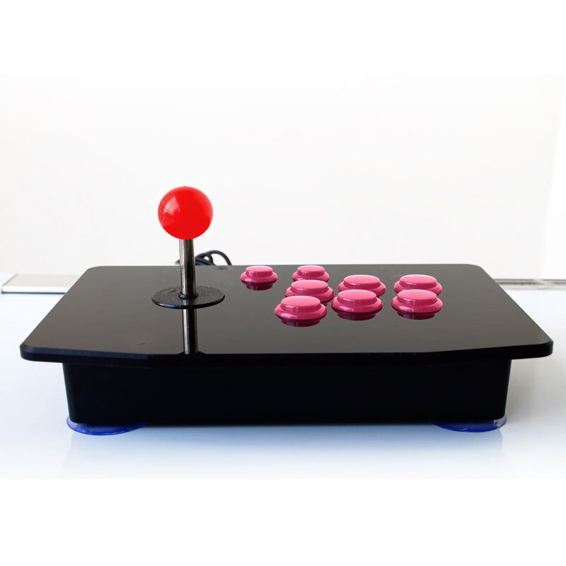 Acryl Nul Vertraging Arcade Fighting Stick Usb Bedrade Computer Gaming Joystick Game Rocker Controller Met 8 Knoppen Voor Pc Desktop: Rood