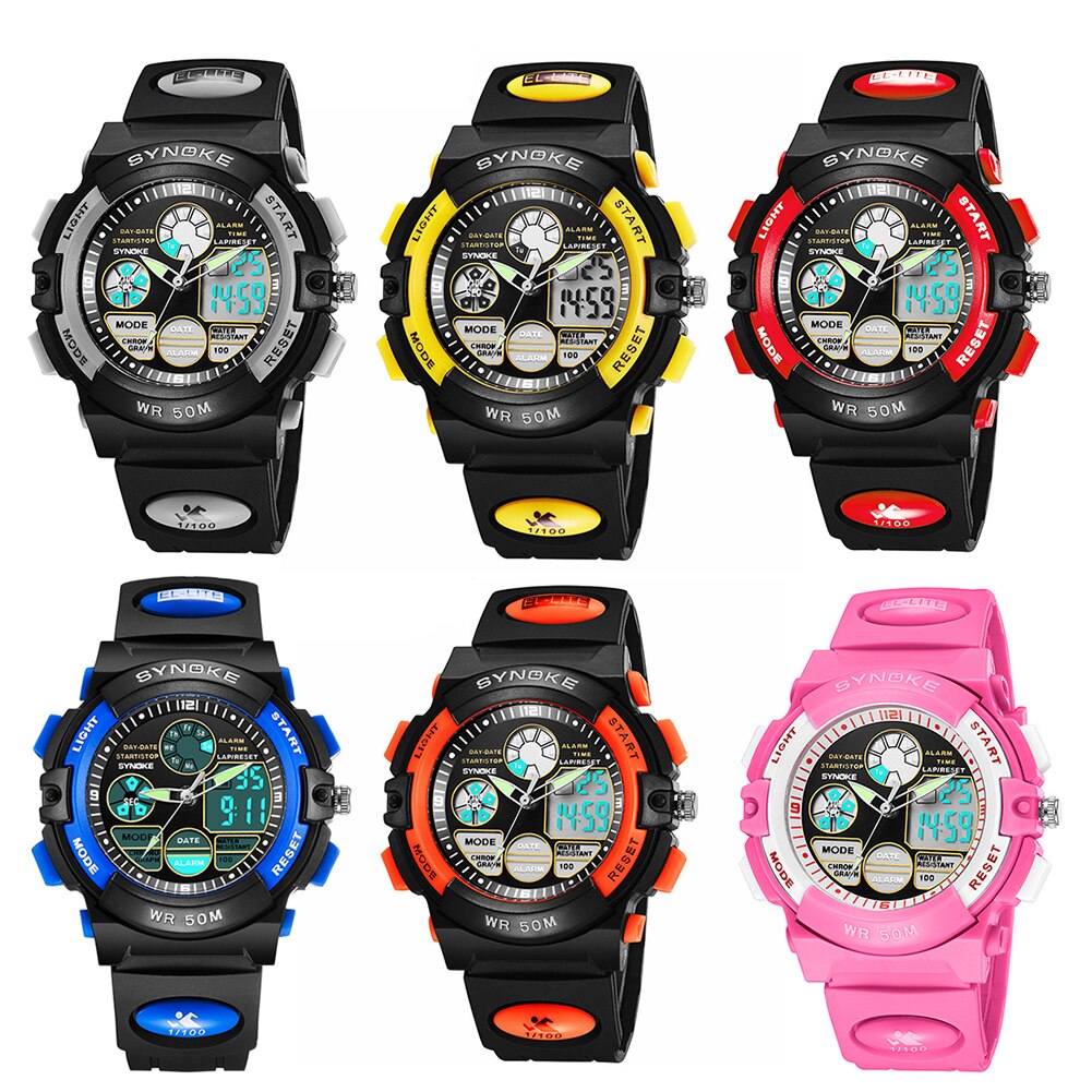 Waterdichte Digitale Analoge Elektronische Beweging horloge Dual Time Datum Alarm Lichtgevende Kid Jongen Meisje Polshorloge voor Jongens Meisjes me