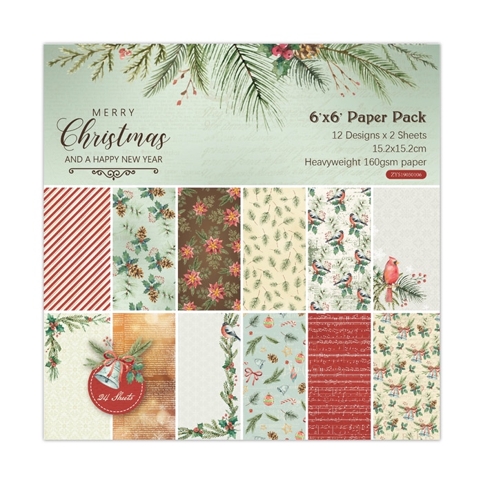 Merry Christmas Scrapbooking paper pack of 24 sheets handmade craft paper craft Background pad 882