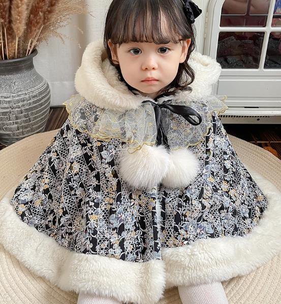 Toddler Baby Boy Girls Fleece Cloak Jacket Coat Winter